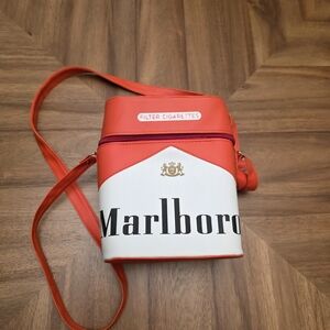 Marlboro Bold Red and White Leather Crossbody Bag